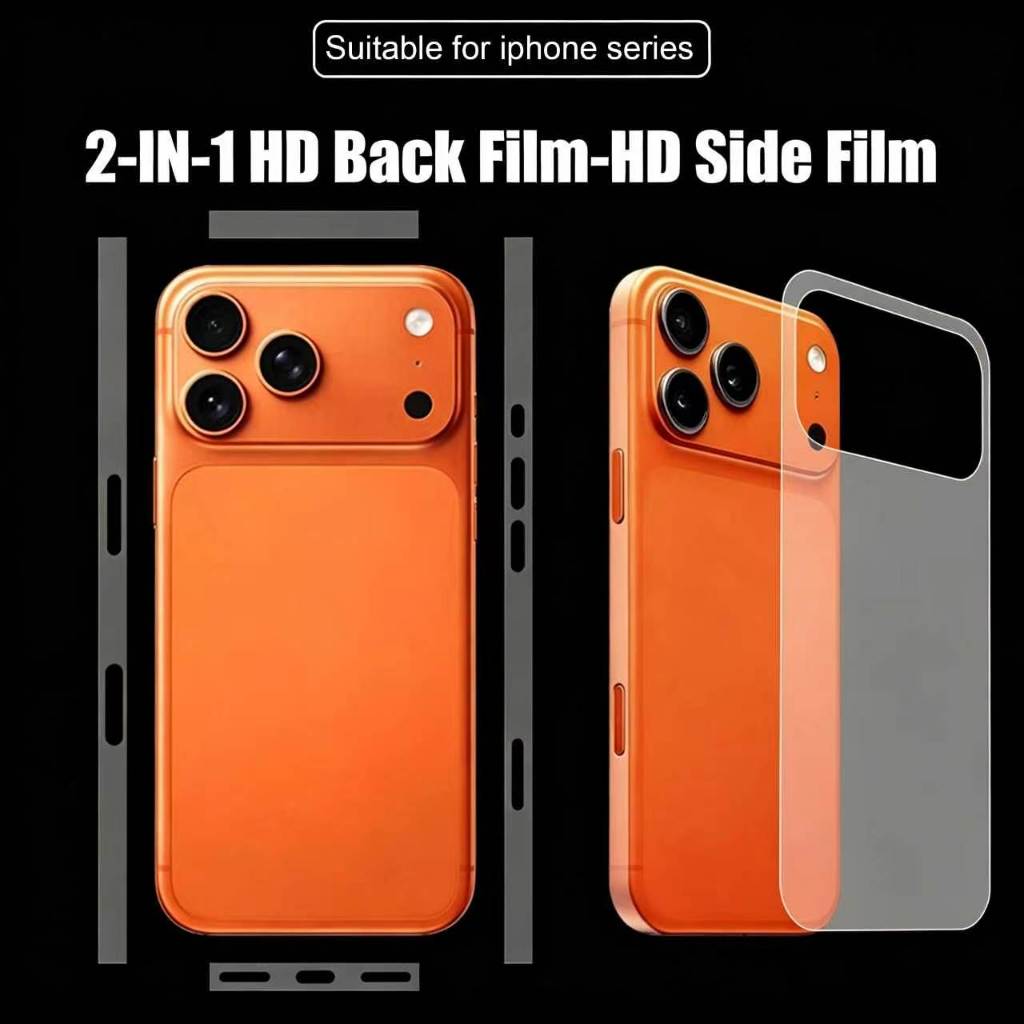 [2in 1] Miếng dán PPF bảo vệ mặt sau + PPF cao cấp dán viền bảo vệ Cho iPhone 17 16 15 Plus 14 13 Mini 12 11 Pro Max