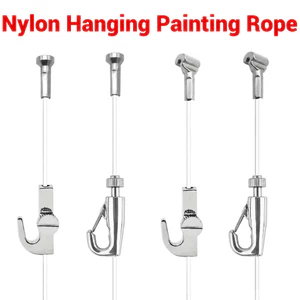 Bộ 2 dây nylon hình chữ T với vòng móc vít có thể điều chỉnh vô hình trong suốt kẹp dây khung hình hệ thống treo