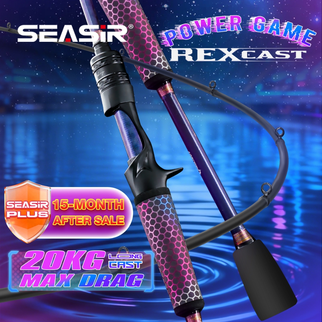 Seasir Rexcast 20KG MAX Kéo bảo hành 15 tháng Cần câu dài bằng sợi Carbon Zirconia Vòng dẫn hướng 1.65M-2.43M Trọng lượng thu hút 4-25g Cần ném khoảng cách ML / M / MH Spining & Casting