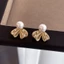Vintage Phong Cách Pháp Rỗng Filigree Lưới Nơ Bông Tai Màu Vàng Vỏ sò Cạnh Mini Trang Trí Kim Cương Giả Tròn Mịn Ngọc Trai Bông Tai Thanh Lịch Hẹn Hò Văn Phòng Nhẹ Nhàng Phù Hợp Với Trang Sức
