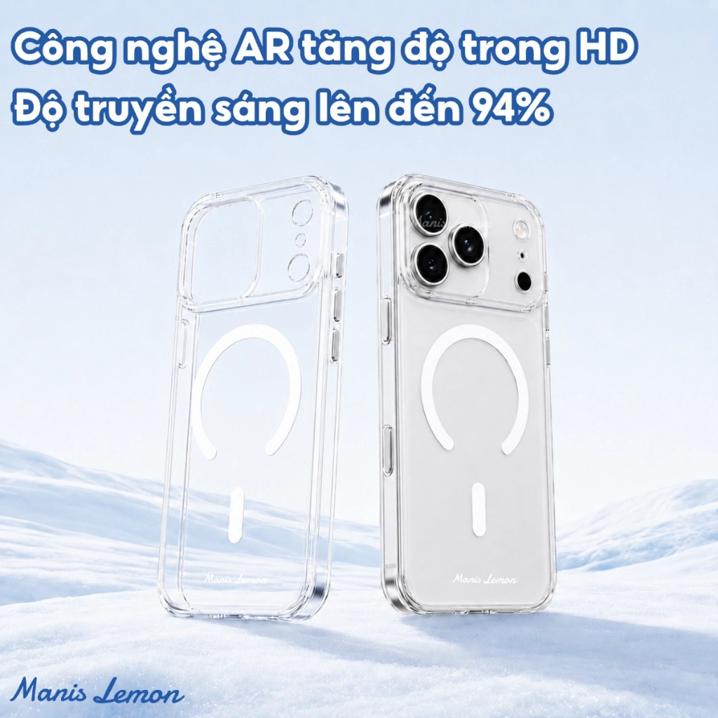 Manis Lemon Ốp Lưng Clear Vĩnh Viễn Không Ố Vàng Kèm Bảo Vệ Camera cho iPhone 17 Pro Max 16 15 14 13