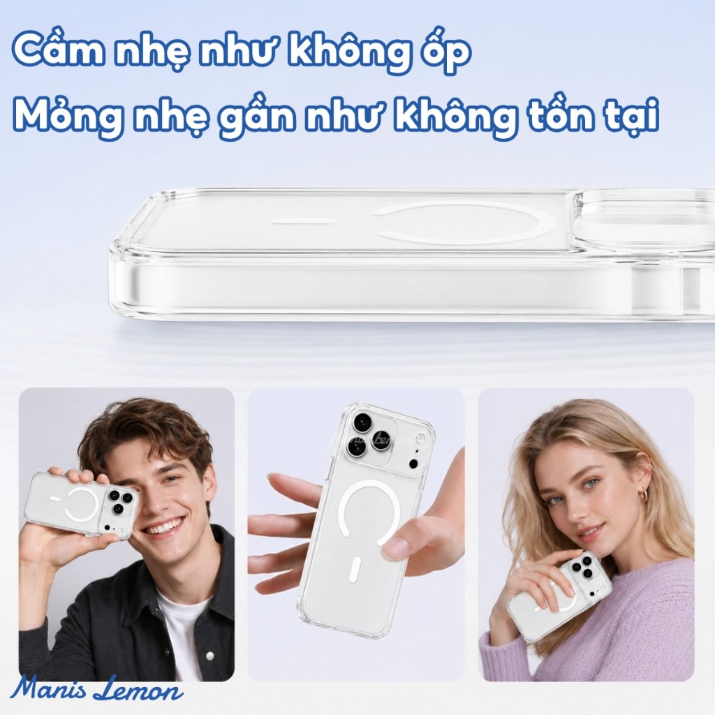 Manis Lemon Ốp Lưng Clear Vĩnh Viễn Không Ố Vàng Kèm Bảo Vệ Camera cho iPhone 17 Pro Max 16 15 14 13