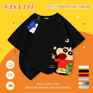 [Giao hàng trong ngày] Áo thun Cotton trắng nguyên chất thoáng khí cho trẻ em NASA Phim hoạt hình Crayon Shin-Chan In hợp thời trang 3-16 tuổi Bé trai bé gái tay ngắn thông thường 3