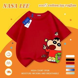 [Giao hàng trong ngày] Áo thun Cotton trắng nguyên chất thoáng khí cho trẻ em NASA Phim hoạt hình Crayon Shin-Chan In hợp thời trang 3-16 tuổi Bé trai bé gái tay ngắn thông thường 3