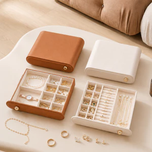 CASEGRACE Hộp đựng đồ trang sức 2 tầng Tổ chức Khay đựng đồ trang sức nhung có ngăn kéo Dung tích lớn cho dây chuyền Nhẫn Bông tai & Hộp đồng hồ