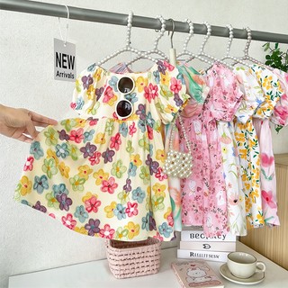 MuyoNowo Kids Ngẫu Nhiên 5 Chiếc Váy Hoa Bộ Váy Ngắn Tay Mùa Hè Cho Bé Gái