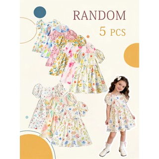 MuyoNowo Kids Ngẫu Nhiên 5 Chiếc Váy Hoa Bộ Váy Ngắn Tay Mùa Hè Cho Bé Gái