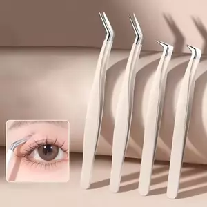 Kuzhen Nhíp Gắn Mi Giả Bằng Thép Không Gỉ Chống Tĩnh Điện Độ Chính Xác Cao Kèm Đầu Sợi Trang Điểm