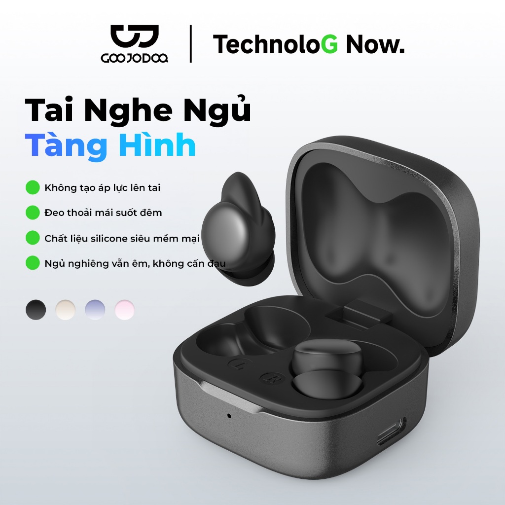 GOOJODOQ Tai nghe Bluetooth ngủ  Tai nghe nhét tai không dây siêu nhẹ Hiệu ứng âm thanh khi ngủ cao cấp