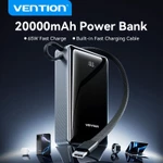 Vention Sạc dự phòng có sạc nhanh 65W -20000mAh, PD 3 chiều, QC 4.0, Dây Cáp Tích Hợp, Màn Hình LED, 3 cổng sạc, Nhanh Cho Laptop/Máy Tính Xách Tay/phone 17/16/15/14/13/12/11, samsung, xiaomi, Được Mang Lên Máy Bay, Hàng Chính Hãng, BH 12 tháng — ảnh 1