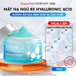 Mặt Nạ Ngủ HUNFSOW qua đêm Dưỡng ẩm và dưỡng da mềm mịn Dưỡng trắng dịu nhẹ Giúp Da Săn Chắc 8X Hyaluronic Acid Sleeping Mask 60ml