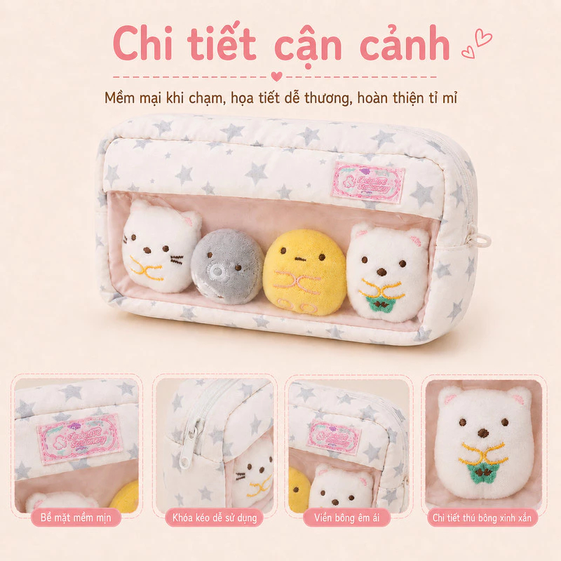 Bút Chì HIGHVIEWLS, Với Búp Bê Sang Trọng Túi Đựng Bút Cầm Tay Đa Năng, Họa Tiết Ngôi Sao Sáng Tạo Dung Tích Lớn Văn Phòng Phẩm Người Tổ Chức Quà Tặng