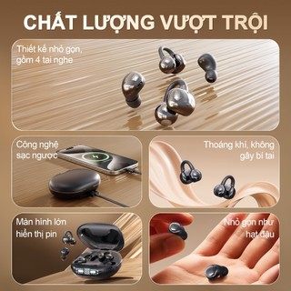 Y38 (2 cặp tai nghe) Mới Nhất Tai Nghe Đôi Kiêm Sạc Dự Phòng, Cặp tai nghe kẹp tai và 1 Cặp tai nghe ngủ, Sạc ngược cho điện thoại & thiết bị khác, Nghe nhạc liên tục hơn 30 giờ, Âm thanh nổi cấp độ HiFi, Phù hợp cho cả khi ngủ và thể thao