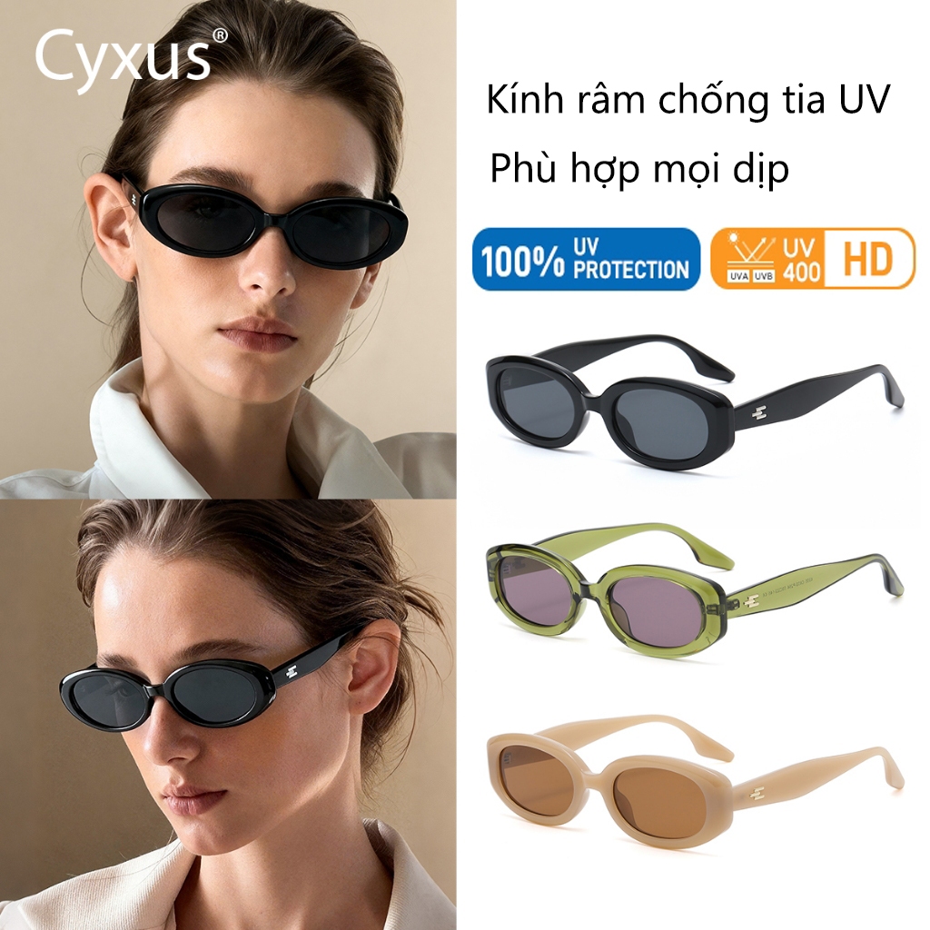 Cyxus Kính râm phong cách cổ điển / Gọng kính hình bầu dục thời thượng Y2K / Chống tia UV400, thích hợp cho các hoạt động ngoài trời và đi biển 1068