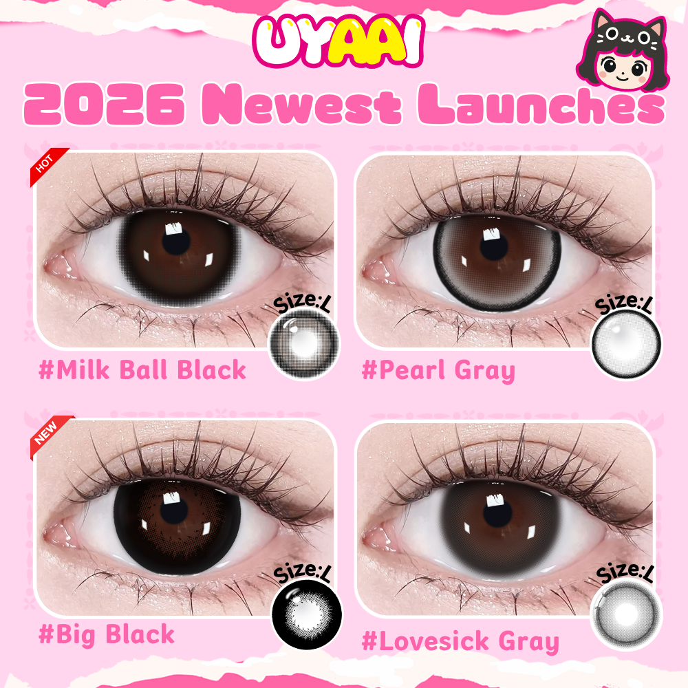 Set (2 chiếc) Kính Áp tròng UYAAI màu đen Độ giãn tròng 14.0/14.2/14.5mm, Độ cận 0.00-4.00 Độ,lens 6 tháng | BigBuy360 - bigbuy360.vn