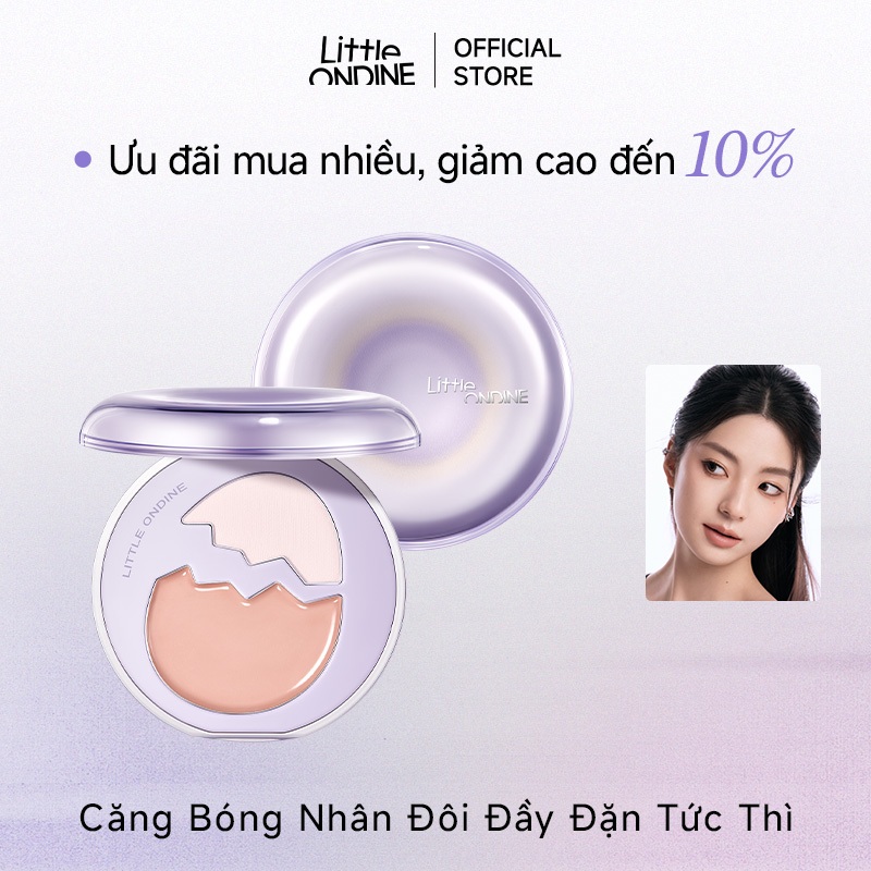 Little Ondine Phấn Bắt Sáng & Tạo Khối Hai Ô - Kem đánh sáng da mặt, không gây mụn, Ảnh dự tiệc có sẵn, Di động nhỏ gọn