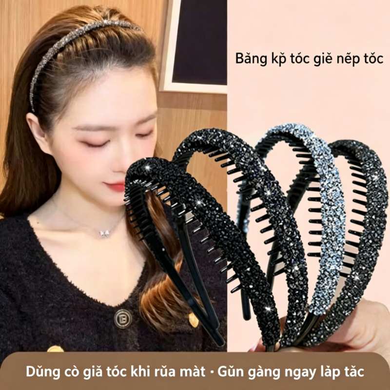 2026 Phong Cách Mới Phiên Bản Hàn Quốc Kim Cương Giả Răng Chống Trơn Trượt Băng Đô Thời Trang Nữ Rửa Mặt Băng Đô