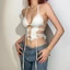 Klalien Dây Cổ Tank Tops Móc Nút Ôm Camisole Nữ Dạo Phố