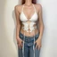 Klalien Dây Cổ Tank Tops Móc Nút Ôm Camisole Nữ Dạo Phố