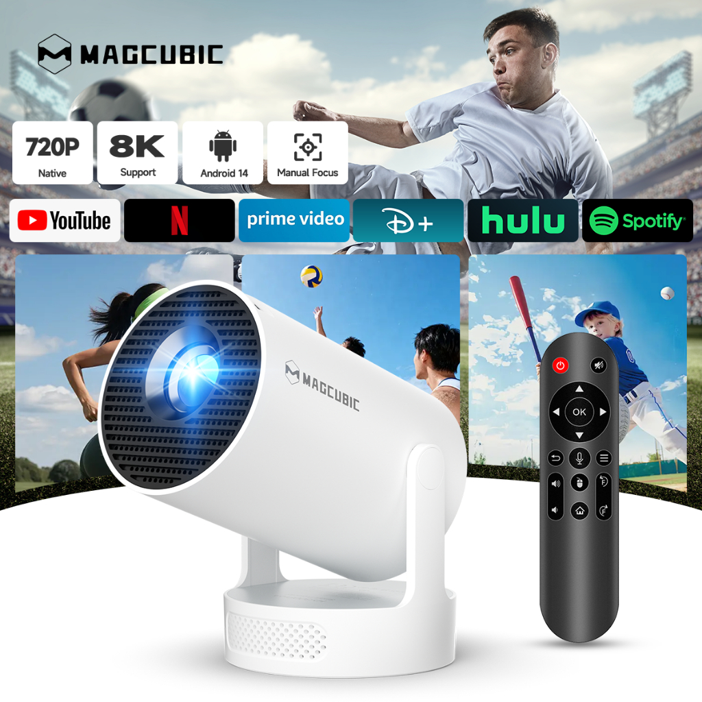 Magcubic HY300Pro+ 4K Máy chiếu Mini - Android 14 Điều khiển giọng nói WiFi 6 Bluetooth 5.4