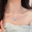 Tối Giản Hai Hoa Xương Đòn Vòng Cổ Bóng Ánh Sáng Xanh Men Hoa Với Pha Lê Lát Hoa Quyến Rũ Hạt Tròn Nhỏ Liên Kết Mỏng Tinh Tế Phù Hợp Với Cổ Trang Sức Cho Nữ Thường Ngày D