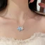 Tối Giản Hai Hoa Xương Đòn Vòng Cổ Bóng Ánh Sáng Xanh Men Hoa Với Pha Lê Lát Hoa Quyến Rũ Hạt Tròn Nhỏ Liên Kết Mỏng Tinh Tế Phù Hợp Với Cổ Trang Sức Cho Nữ Thường Ngày D