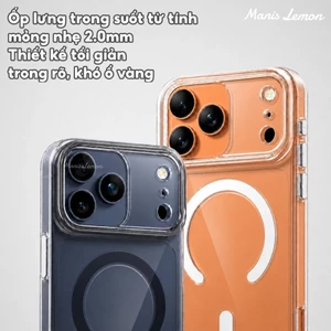 Manis Lemon Ốp Lưng Siêu Trong Chống Ố Vàng Kèm Bảo Vệ Camera cho iPhone 17 Pro Max 16 15 14 13
