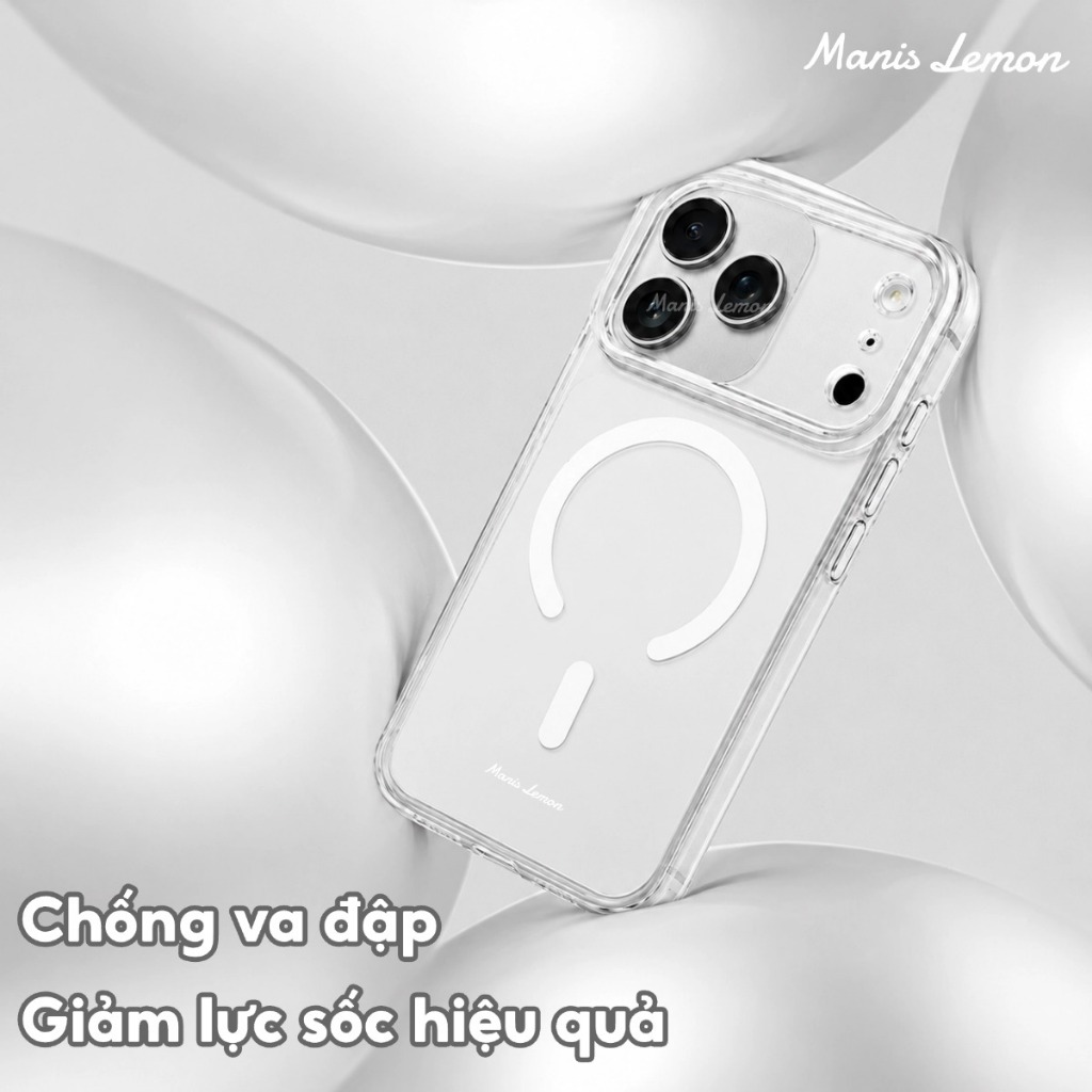 Manis Lemon Ốp Lưng Siêu Trong Chống Ố Vàng Kèm Bảo Vệ Camera cho iPhone 17 Pro Max 16 15 14 13