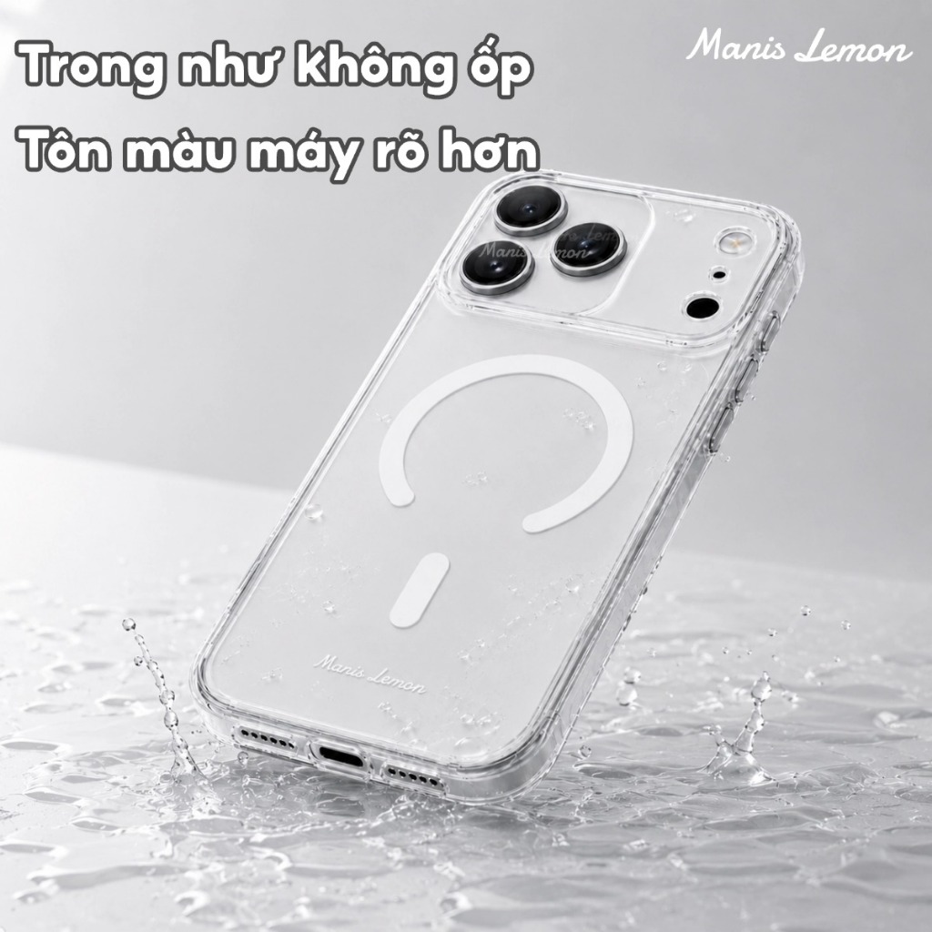 Manis Lemon Ốp Lưng Siêu Trong Chống Ố Vàng Kèm Bảo Vệ Camera cho iPhone 17 Pro Max 16 15 14 13