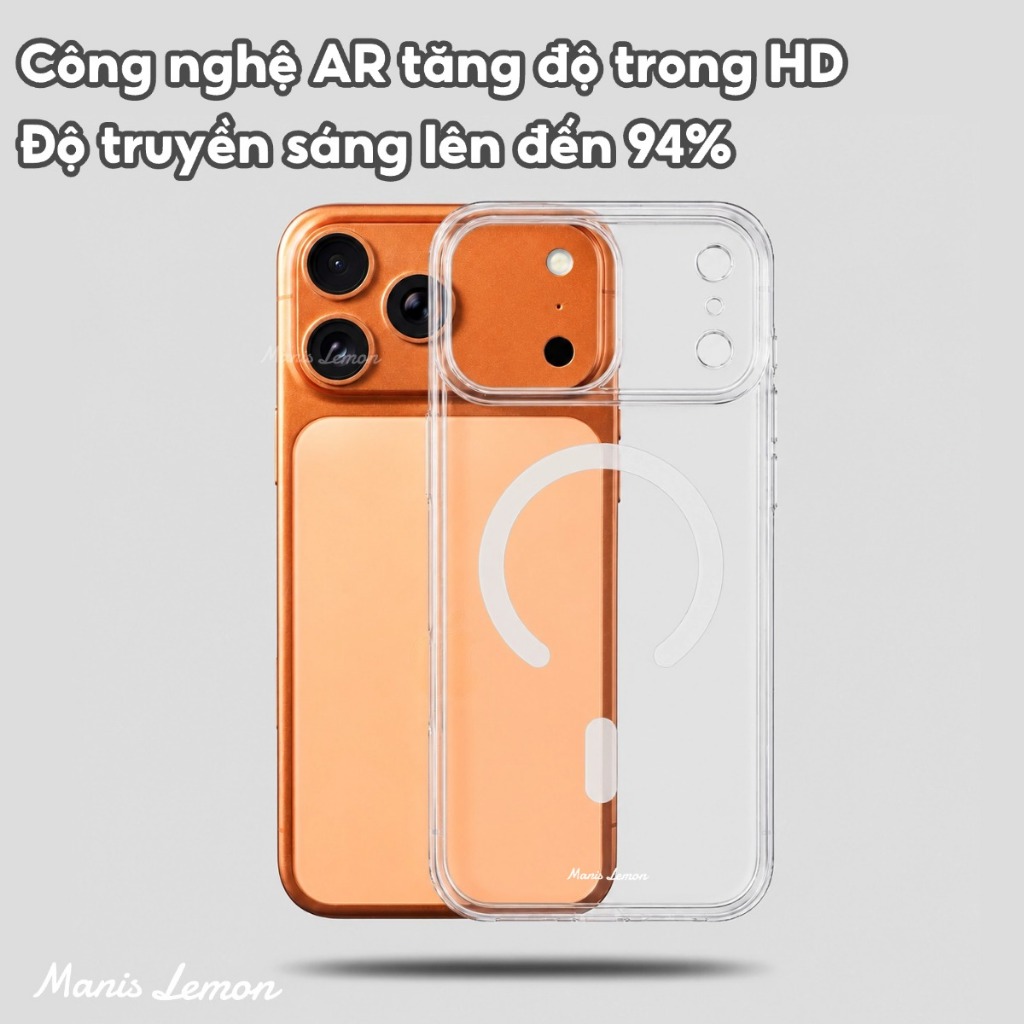 Manis Lemon Ốp Lưng Siêu Trong Chống Ố Vàng Kèm Bảo Vệ Camera cho iPhone 17 Pro Max 16 15 14 13