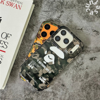 Ốp Điện Thoại IMD Bóng Cho iPhone 17 16 13 14 Pro Max 17PM 16Pro Ngụy Trang Bape Cặp Đôi Hoạt Hình Cover
