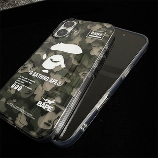 Ốp Điện Thoại IMD Bóng Cho iPhone 17 16 13 14 Pro Max 17PM 16Pro Ngụy Trang Bape Cặp Đôi Hoạt Hình Cover