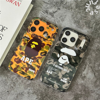 Ốp Điện Thoại IMD Bóng Cho iPhone 17 16 13 14 Pro Max 17PM 16Pro Ngụy Trang Bape Cặp Đôi Hoạt Hình Cover