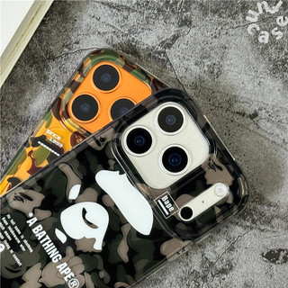 Ốp Điện Thoại IMD Bóng Cho iPhone 17 16 13 14 Pro Max 17PM 16Pro Ngụy Trang Bape Cặp Đôi Hoạt Hình Cover