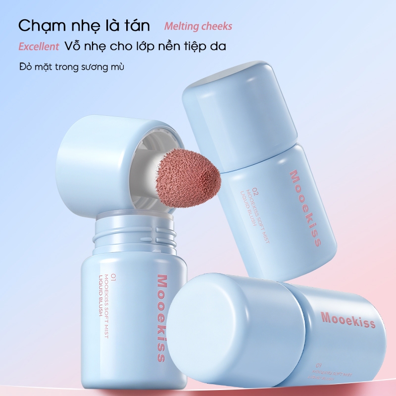 Mooekiss hồng Blush lỏng Blush Ánh sáng và mịn dễ dàng để áp dụng Màu sắc tự nhiên lâu dài Trang điểm hàng ngày