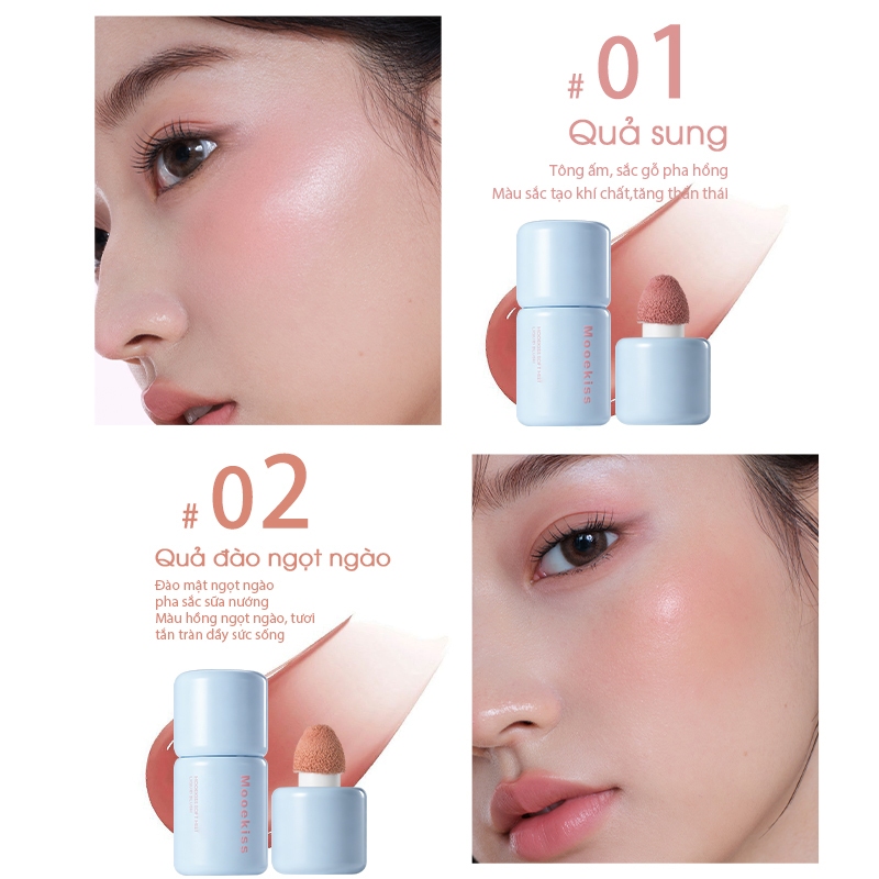Mooekiss hồng Blush lỏng Blush Ánh sáng và mịn dễ dàng để áp dụng Màu sắc tự nhiên lâu dài Trang điểm hàng ngày