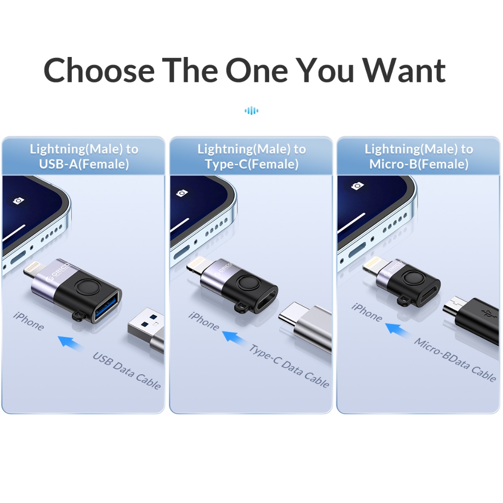 Bộ chuyển đổi ORICO Lightning sang Micro USB Sử dụng Cáp Micro USB cũ Sạc iPhone Mini Bộ chuyển đổi chống thất lạc Đồng bộ hóa dữ liệu 480Mbps