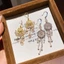 Cổ Tích Dài Tua Rua Thả Móc Bông Tai Bóng Trong Suốt Hoa Hồng Quyến Rũ Nhiều Dây Giọt Nước Pha Lê Dây Chuyền Dainty Phù Hợp Tai Trang Sức Cho Nữ Cô Dâu Ngày Lễ Phong Cách Thường Ngày