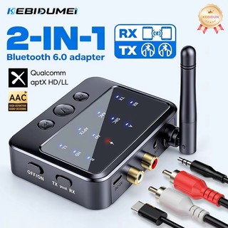 Bộ thu âm thanh 2in1 AptX HD Bluetooth 6.0 mới 3.5MM AUX RCA aptX-Aaptive AD / HD / LL AAC Bộ chuyển đổi không dây HiFi đa điểm Mic