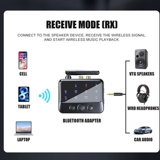 Bộ thu âm thanh 2in1 AptX HD Bluetooth 6.0 mới 3.5MM AUX RCA aptX-Aaptive AD / HD / LL AAC Bộ chuyển đổi không dây HiFi đa điểm Mic