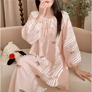 【Chất liệu cotton mềm mại như mây có đệm ngực】Đầm ngủ mùa hè tay ngắn/dài mặc nhà viền ren dễ thương thời trang