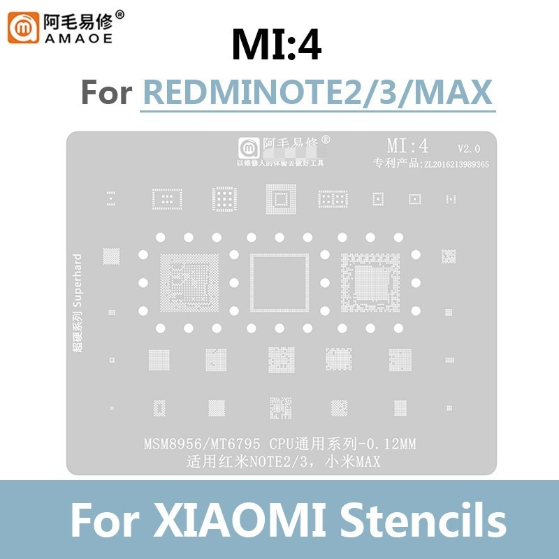 AMAOE MI 1- MI 19 BGA Reballing stencil cho Xiaomi 11 12 Redmi k30pro k40 K50 pro Điện thoại CPU RAM PMIC AUDIO WIFI Bộ sạc nguồn IC Chip BGA Reballing stencil