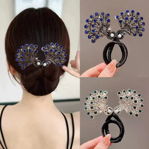 Thời Trang Zircon Con Công Tóc Bun Thanh Lịch Tóc Xoắn Dụng Cụ Dụng Cụ Tóc Phụ Kiện Tóc Cho Nữ