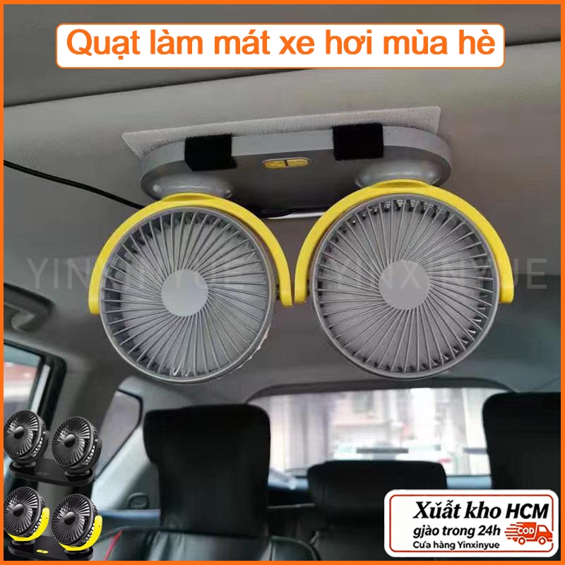 Quạt Đôi Mini Đa Năng Dùng Nguồn USB Xoay 360 Độ Công Suất Lớn Cho Ô Tô Xe Hơi Văn Phòng Gia Đình