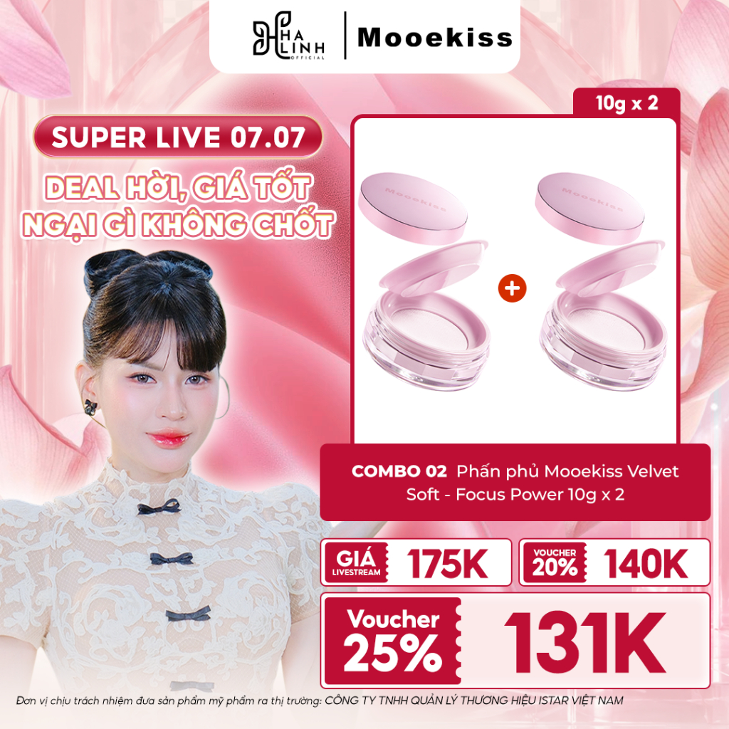 [VÕ HÀ LINH X MOOEKISS] COMBO 2 Phấn phủ Mooekiss Velvet Soft - Focus Power 10g x 2