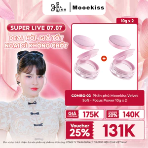 COMBO 2 Phấn phủ Mooekiss Velvet Soft - Focus Power 10g x 2