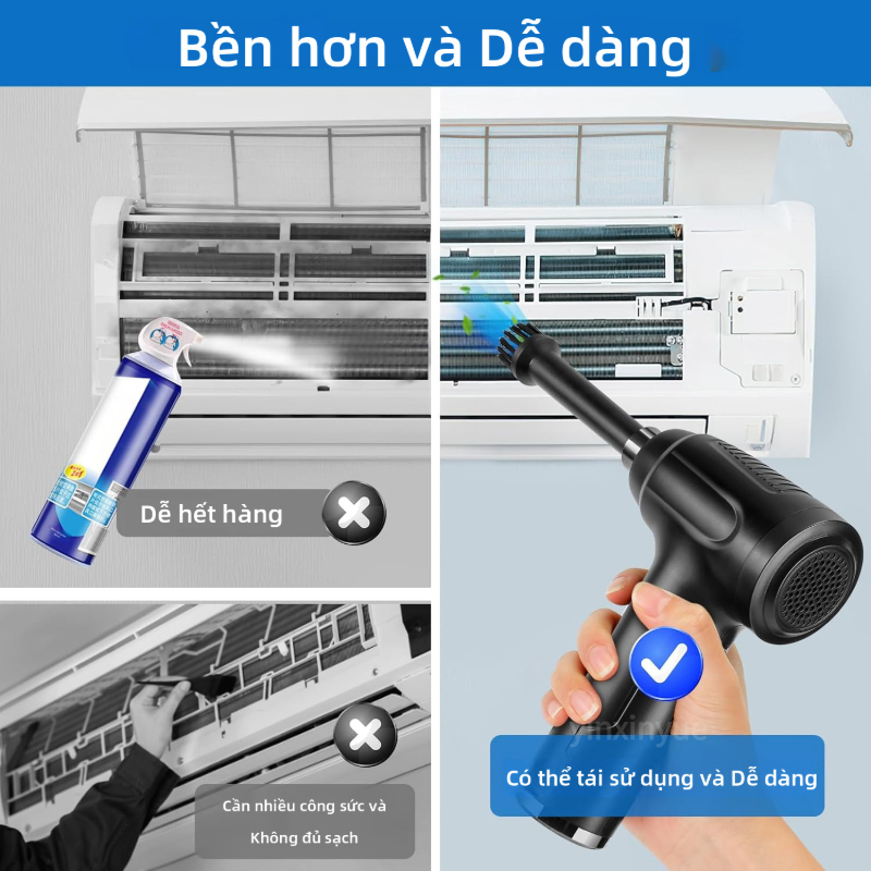 Máy thổi bụi hút bụi điện không dây 3 trong 1 15000PA 50000 vòng/phút nhỏ gọn có thể sạc lại cho nhà ở văn phòng