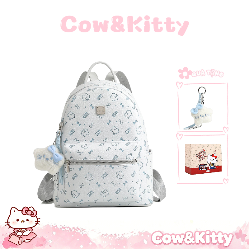 Ba lô Cow&Kitty Ba lô dung lớn dập nổi dễ thương dành cho nữ Túi đi học nhẹ màu xanh