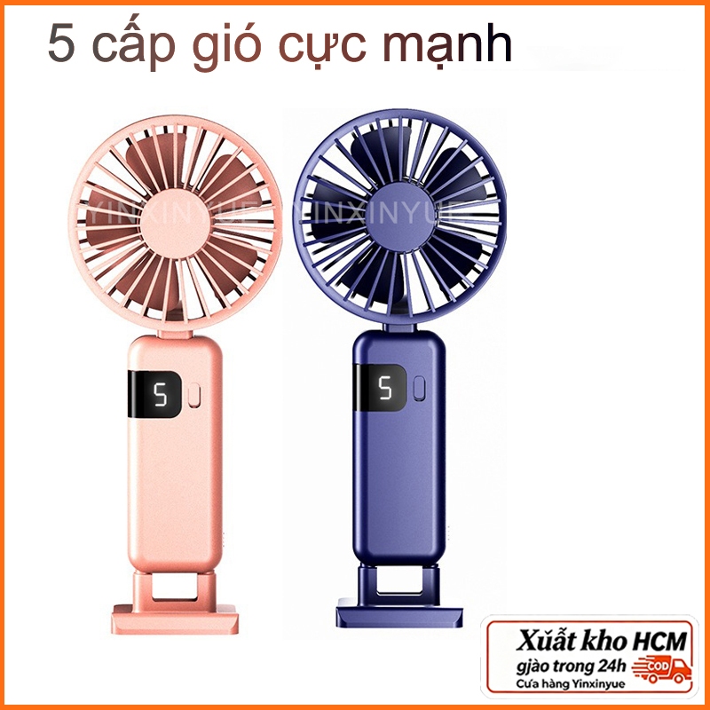 Nam Kho hàng tại Việt NamQuạt cầm tay Mini Quạt cầm tay di động cá nhân có pin sạc Quạt làm mát USB với 5 Quạt Mini di động có thể điều chỉnh tốc độ có móc 3 tốc độ có thể sạc lại USB