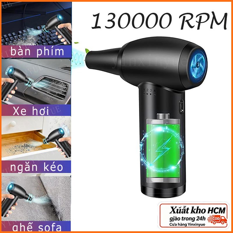 Máy hút bụi khí nén 130000RPM 3 Spee Máy thổi khí Bàn phím làm sạch có đèn LED để khử bụi Máy tính làm sạch